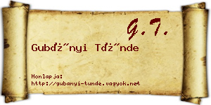 Gubányi Tünde névjegykártya
